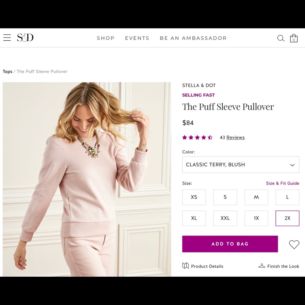Stella and Dot Puff Sleeve Pullover